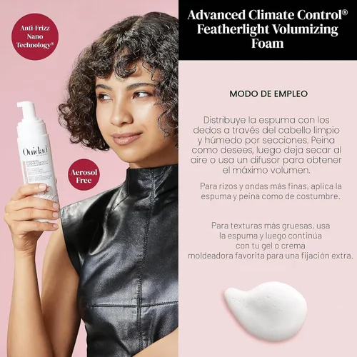 Vista 4 de Ouidad Espuma Voluminizadora de Control Climático Avanzado - 7 onzas líquidas, Espuma Ligera para Peinar el Cabello, Tecnología Nano