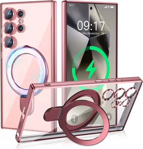 Vista 82 de Funda magnética para iPhone 14 Pro con soporte invisible [compatible con MagSafe] [protector completo de lente de cámara]