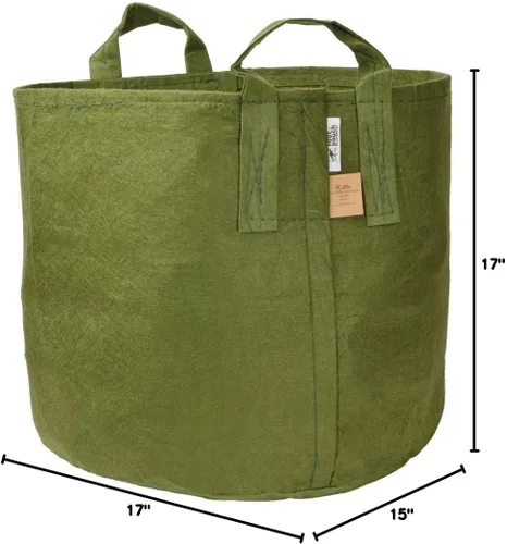Vista 2 de Root Pouch Bolsa de cultivo reutilizable no degradable, 15 galones con asas (verde)