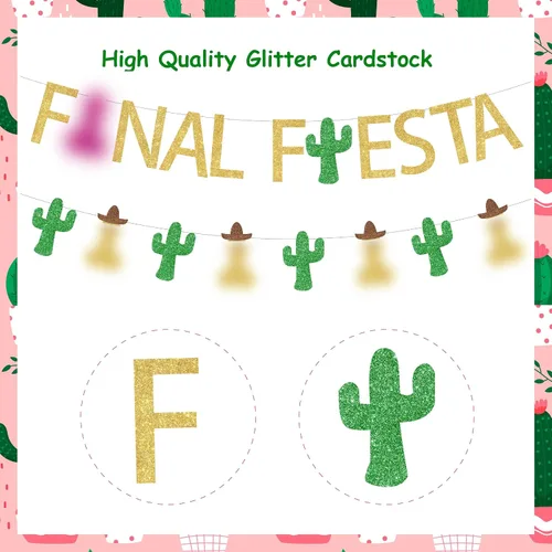 Vista 6 de Cartel de fiesta de despedida de soltera, divertida guirnalda de cactus para decoraciones de despedida de soltera mexicana, compromiso de cactus