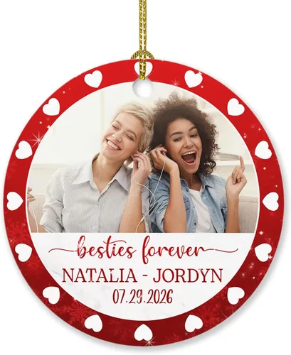 Vista 21 de Marco de fotos, adorno de Navidad 2024, regalo para hermanas, mejores amigas, mejores amigas, almas gemelas, adorno de Navidad, adorno de Navidad