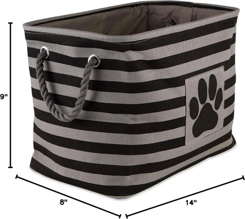 Vista 81 de Bone Dry - Cesta de almacenamiento para mascotas, diseño de parche de pata rayado, aguamarina, rectángulo pequeño