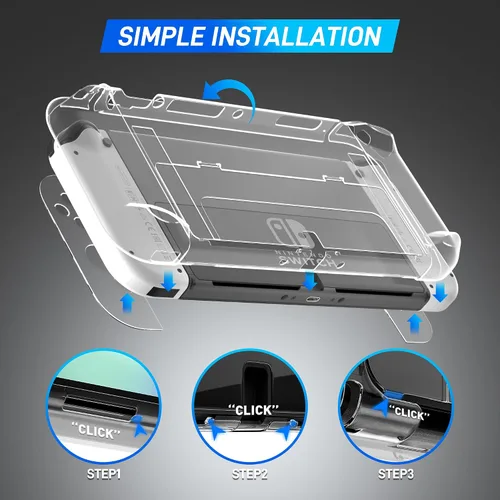 Vista 3 de FANPL Funda para Nintendo Switch OLED, paquete de accesorios 15 en 1, funda de transporte para Switch OLED y Joy Con con piel protectora