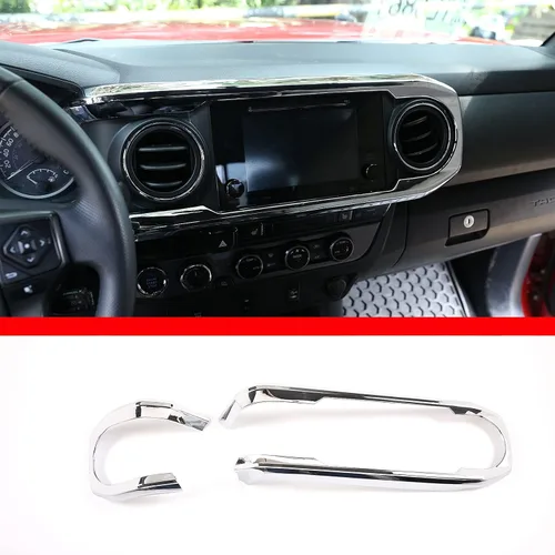 Vista 9 de YIWANG - Cubierta para panel de salpicadero de consola central de ABS para Toyota Tacoma 2016-2020, accesorios de coche de conducción izquierda Negro