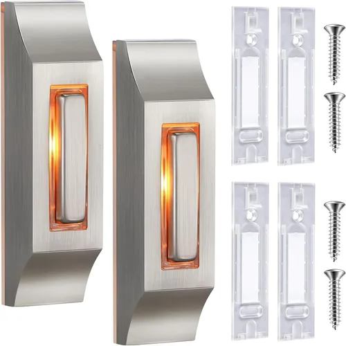 Vista 8 de Enhon - Timbre de puerta con cable de metal con luz LED, 1 paquete Heavy Duty Metal Door Bell Button, Stylish Garage Doorbell Compatible with Wire