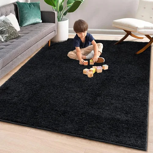 Vista 26 de Fashionwu Alfombra grande esponjosa de 5 x 8 pies, alfombra de felpa para sala de estar, guardería, antideslizante, alfombra mullida para decoración