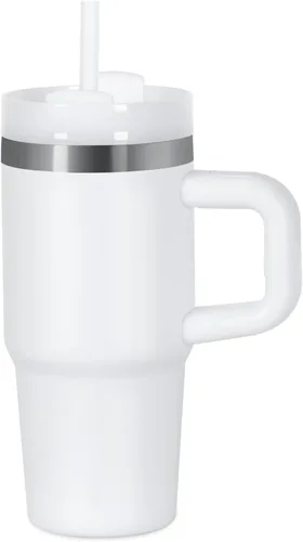 Vista 12 de Muwnrol Vaso de 14 onzas con asa y popote para niños, vaso de acero inoxidable aislado al vacío que mantiene el frío, el calor y el hielo, regalos