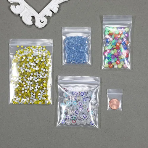 Vista 3 de 200 unidades 2,5 x 2,5 cm Bolsas de plástico transparentes gruesas con cierre de cremallera de 4 mil, bolsas resellables con cierre de cremallera