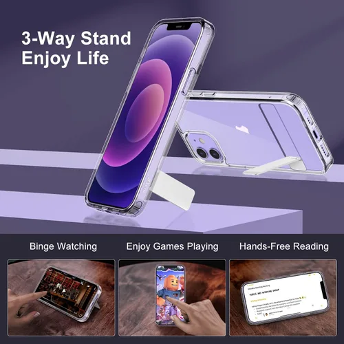 Vista 4 de JETech Funda con función atril para iPhone 12/12 Pro, transparente