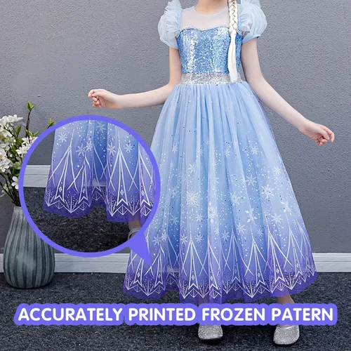 Vista 5 de UPORPOR Light Up Princess Dress Halloween Costumes Girls Kid Toddler Clothes Christmas Elsa Outfit Vestido, Blue, 3-9 Years