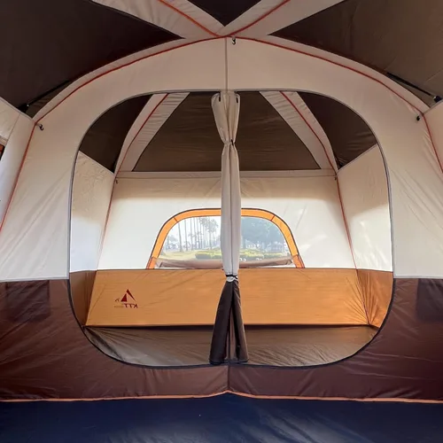 Vista 10 de KTT Extra Large Tent 10-12-14 Person(B),Family Cabin Tents,2 Rooms,3 Doors and 3 Windows with Mesh,Straight Wall,Waterproof,Double Layer,Big Tent