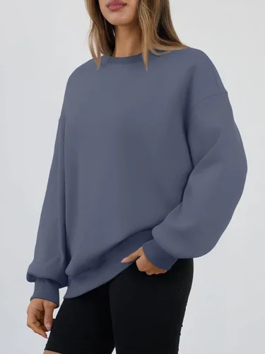 Vista 3 de Trendy Queen - Sudaderas para mujer, sudaderas con capucha de gran tamaño, cuello redondo, suéteres cómodos para otoño e invierno, ropa a la moda