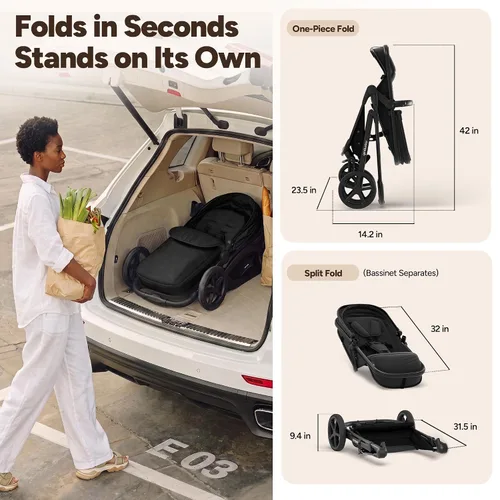 Vista 8 de Mompush Wiz - Cochecito reversible 2 en 1, plegable con una sola mano Negro