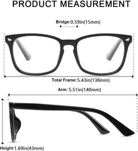 Vista 4 de Gafas cuadradas unisex con estilo sin receta