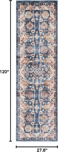 Vista 2 de SAFAVIEH Bijar Collection BIJ653B - Alfombra tradicional oriental, envejecida, no desprende pelusa, 2 pies 3 pulgadas x 10 pies, color azul