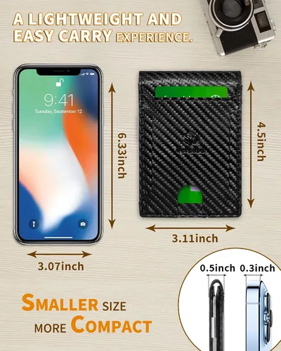 Vista 4 de VETENSO billetera para hombre, Negro carbón