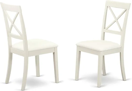 Vista 5 de East West Furniture CABO5-LWH-LC - Juego de mesa de comedor moderno de 5 piezas, incluye una mesa rectangular de madera y 4 sillas de comedor