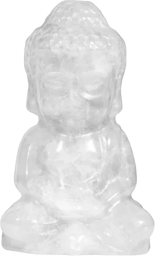 Vista 10 de Nupuyai Estatua de Buda tallada a mano con piedra de cristal para oficina en casa, escultura de piedra de obsidiana negra curativa de Reiki de 1.9