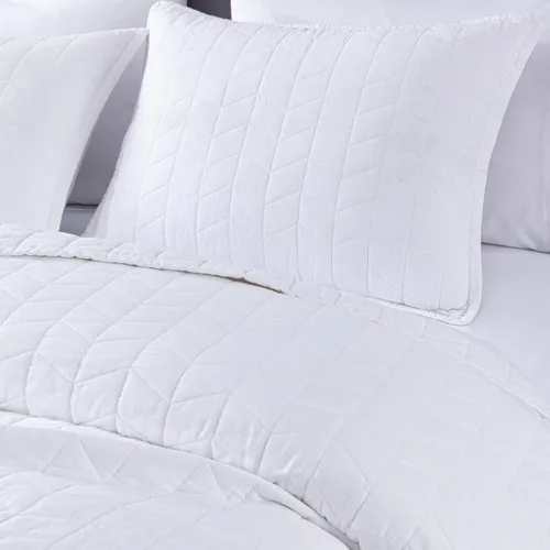 Vista 6 de Chezmoi Collection - Juego de fundas de edredón y fundas de almohada de algodón macizo, estilo vintage, Algodón, Blanco, gemelo