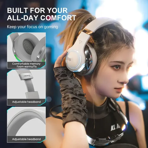 Vista 6 de Edifier G5BT Auriculares Bluetooth para juegos auriculares con cable sobre la oreja con micrófono gris