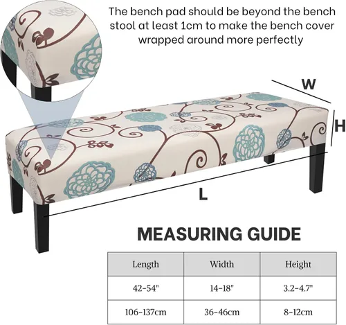 Vista 3 de SearchI Funda para banco de comedor, fundas largas elásticas y lavables para asiento de banco de banco rectangular, para comedor, sala de estar