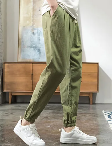 Vista 3 de Zontroldy Pantalones de algodón y lino para yoga, golf, playa, jogger, sudor, descanso, harem, pantalones
