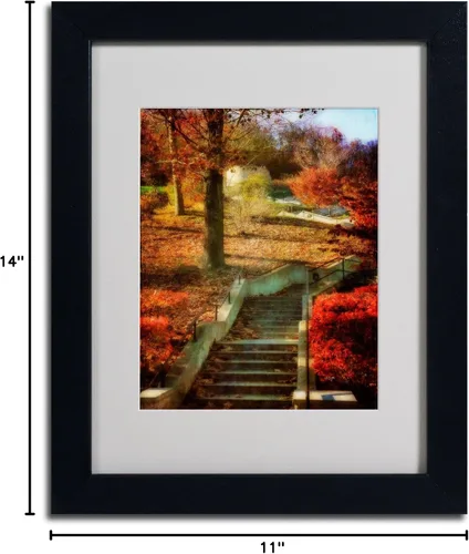 Vista 6 de Trademark Fine Art Escalera de otoño enmarcada enmarcada de Lois Bryan con marco negro, 11 x 14 pulgadas