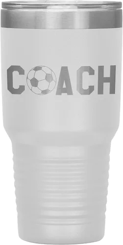 Vista 17 de Vaso de entrenador de fútbol, regalo de entrenador de fútbol, 30 onzas, con aislamiento, grabado de acero inoxidable, color negro