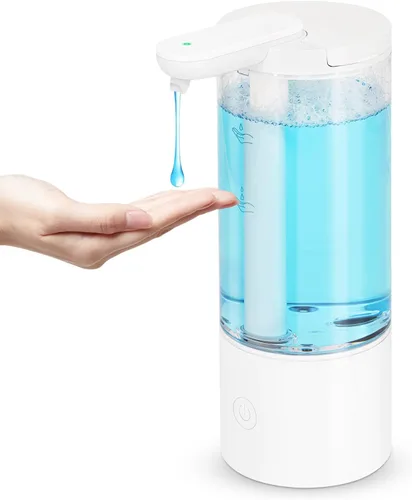Vista 8 de LAOPAO Dispensador automático de jabón de manos espumoso, dispensador de jabón de espuma sin contacto, dispensador de jabón recargable para encimera
