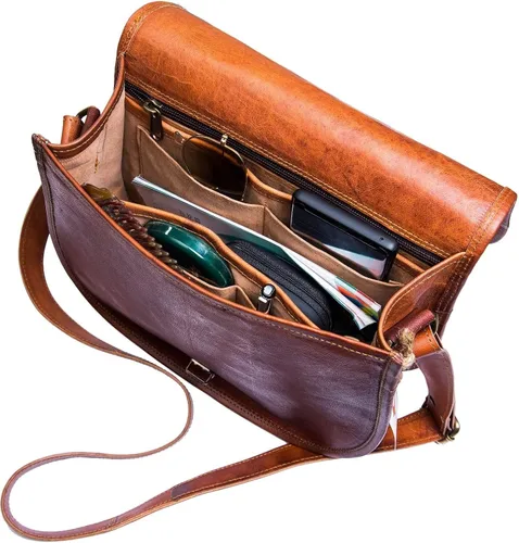 Vista 8 de Bolsa de sillín para mujer, bolsos cruzados de cuero genuino para mujer, cartera para mujer, bolsos para mujeres, bolsos bohemios, Marrón Vintage
