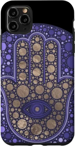 Vista 12 de Funda para iPhone 11 Purple Evil Eye and Hamsa Hand