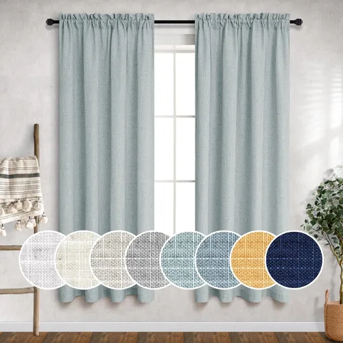 Vista 56 de Mrs.Naturall - Cortinas transparentes con bolsillo para barra de 36x63 pulgadas de lino mezclado negro