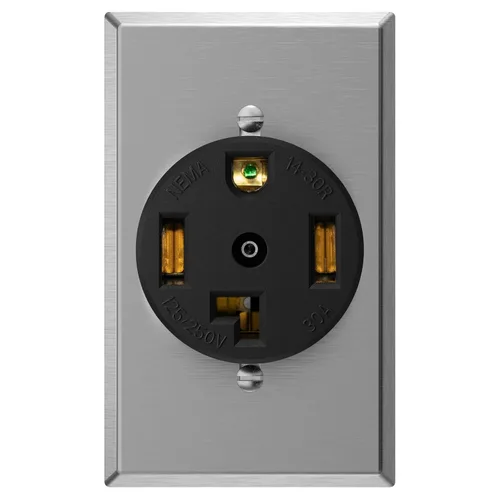 Vista 8 de AIDA Receptáculo para secadora de 30 amperios, 3 polos, 4 cables, 125/250 voltios, 14-30R, montaje empotrado, resistente, listado UL, paquete de 1