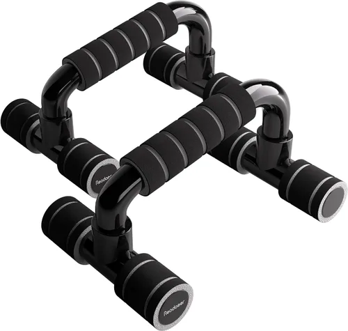 Vista 11 de READAEER Barras de Flexiones para Gimnasio, Equipo de Ejercicio, Fitness, 1 Par de Mangos de Flexiones con Agarre de Espuma Acolchada y Estructura