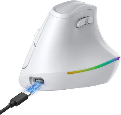 Vista 12 de KYSONA Ratón ergonómico inalámbrico, mouse vertical Bluetooth, DPI ajustable de 5 niveles, ratones con interruptor silencioso de 2.4 G para Windows