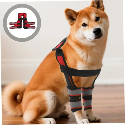 Vista 8 de SEWACC Funda ajustable para patas delanteras de perro con soporte de hombro para razas pequeñas y medianas, transpirable, protector de codo