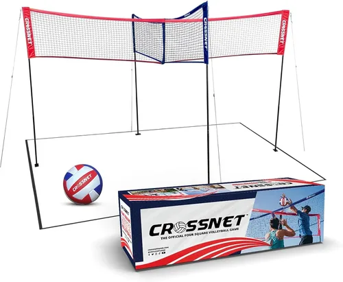 Vista 10 de CROSSNET - Red de voleibol de 4 vías con mochila de transporte y pelota - Juego de voleibol de cuatro cuadrados para adultos y niños - Juego