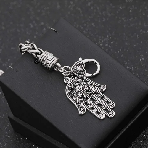 Vista 7 de Qepol Hamsa mano de Fátima pulsera de plata protección contra el mal de ojo tono plateado aleación encanto joyería Lucky Love colgante amistad