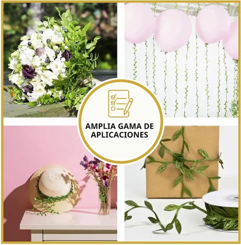 Vista 4 de Cinta de hojas de 20 yardas, rollo de cinta de hojas verdes, cinta de hojas verdes de 1 pulgada de ancho, cinta de corte de oliva artificial