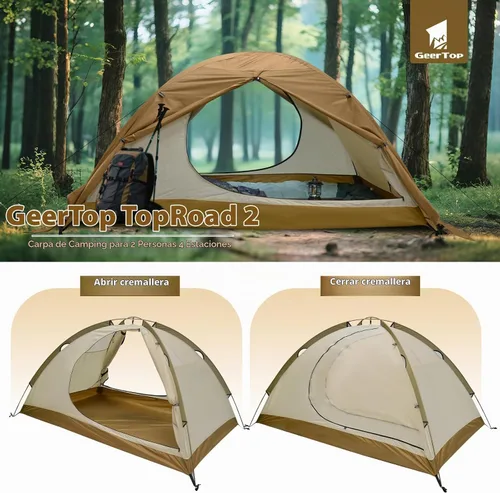 Vista 2 de GEERTOP 2 Person Backpacking Tent, 4 Season Waterproof Tent for Camping