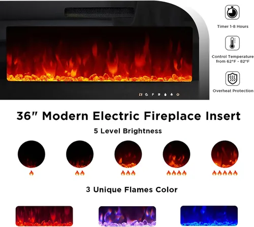 Vista 3 de VanAcc - Soporte moderno de TV con chimenea de 70 pulgadas con almacenamiento para televisores de hasta 80 pulgadas