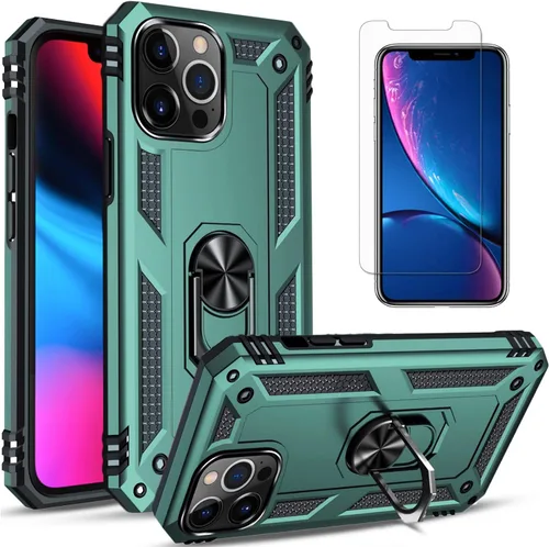 Vista 12 de STARSHOP Funda compatible con iPhone 12 Pro Max, con protector de pantalla de vidrio templado incluido: doble capa de grado militar, a prueba