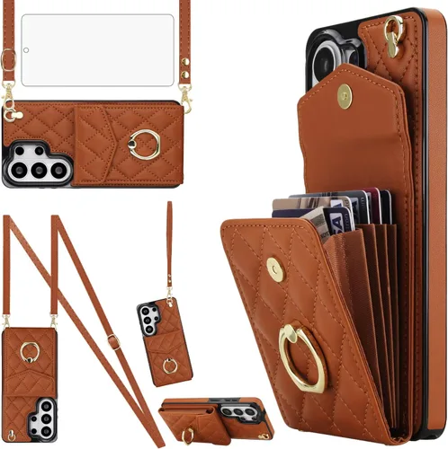 Vista 21 de Asuwish Funda de teléfono para Samsung Galaxy S26 Ultra 5G Wallet Cell Cover con protector de pantalla de vidrio templado, correa para la muñeca