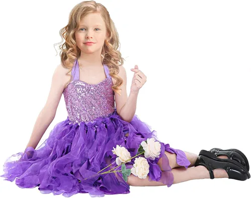 Vista 5 de Vestido tutú para niñas, vestido de tul con lentejuelas, vestido de princesa para niñas pequeñas, disfraz de fiesta de cumpleaños brillante