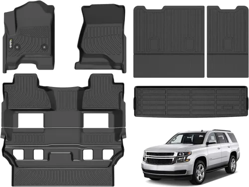 Vista 54 de Tapetes de piso para todo clima y forro de carga con respaldo para Chevrolet Suburban de 7 asientos 2021-2025 / GMC Yukon XL de 7 asientos
