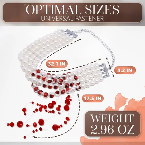 Vista 2 de V TOWER Collar de perlas blancas para mujer, collar de perlas falsas, accesorios estéticos góticos para mujer, collar de bisutería, collar