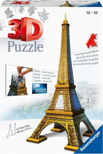 Vista 9 de Kit de construcción de la Torre Eiffel Ravensburger con 216 piezas 3D