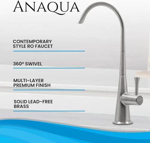 Vista 7 de Metpure Airgap - Grifo RO de latón de 3 puertos para sistemas de agua potable de ósmosis inversa. Cuenta con tubos de drenaje preinstalados, diseño
