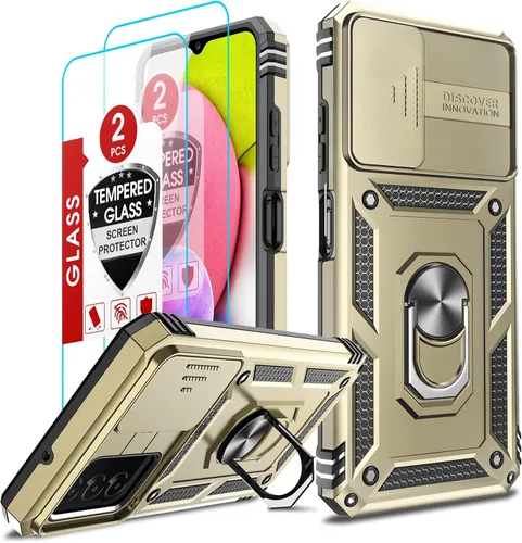Vista 338 de LeYi Funda para Samsung Galaxy A05 (no compatible con A05S) con protector de pantalla y protector de lente de cámara, funda resistente de grado Negro