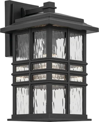 Vista 15 de Kichler Beacon 49829BKT - Lámpara de pared cuadrada de 12 pulgadas para exteriores con cristal martillado transparente en negro texturizado